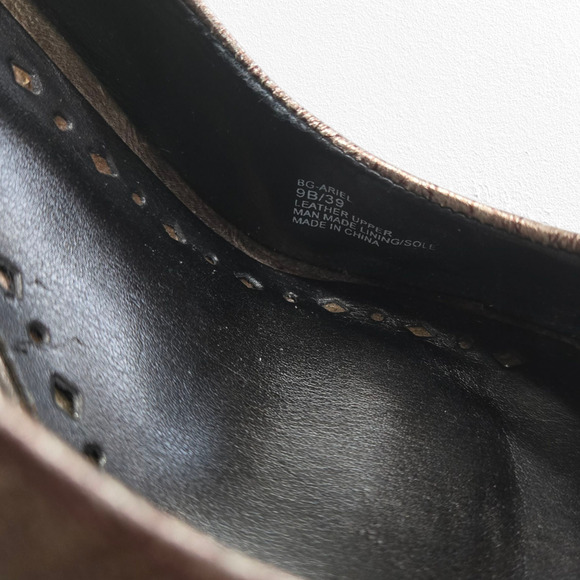 BCBGeneration Ariel Bronze Metallic Glam Leather Peep Toe Stiletto Heels Size 9 - Picture 7 of 15